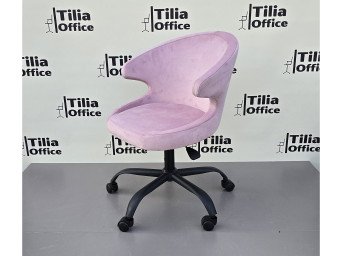 Coket Çalışma Koltuğu Siyah Yonca Ayak Pembe